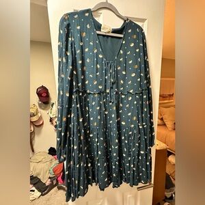 Turquoise floral tiered dress